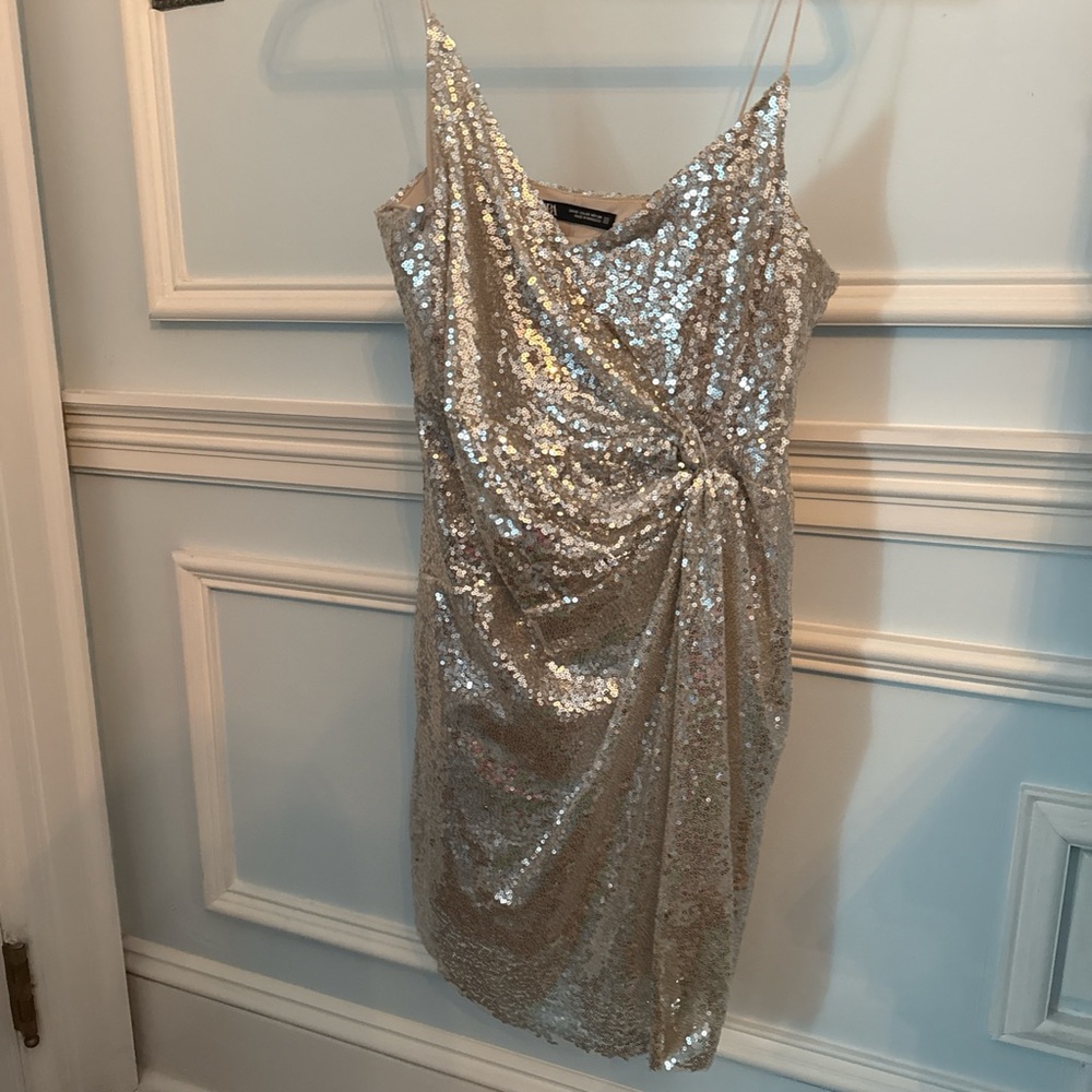 Zara Glittering Silver Mini Dress